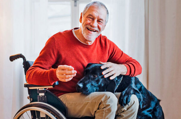 Man-in-wheelchair 1st Homecare. Home Care in Leighton Buzzard. Home Care in Kings Langley. Home Care in Oxford.